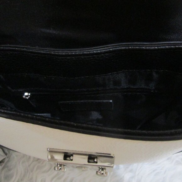 TAHARI Roma Faux Leather Shoulder Bag In Pearl/black NWT - Picture 5 of 10